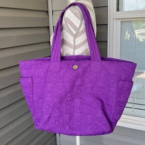 RARE- CAROL BRODIE RARITIES PURPLE EMBROIDERED ZIP TOP TOTE & CLUTCH